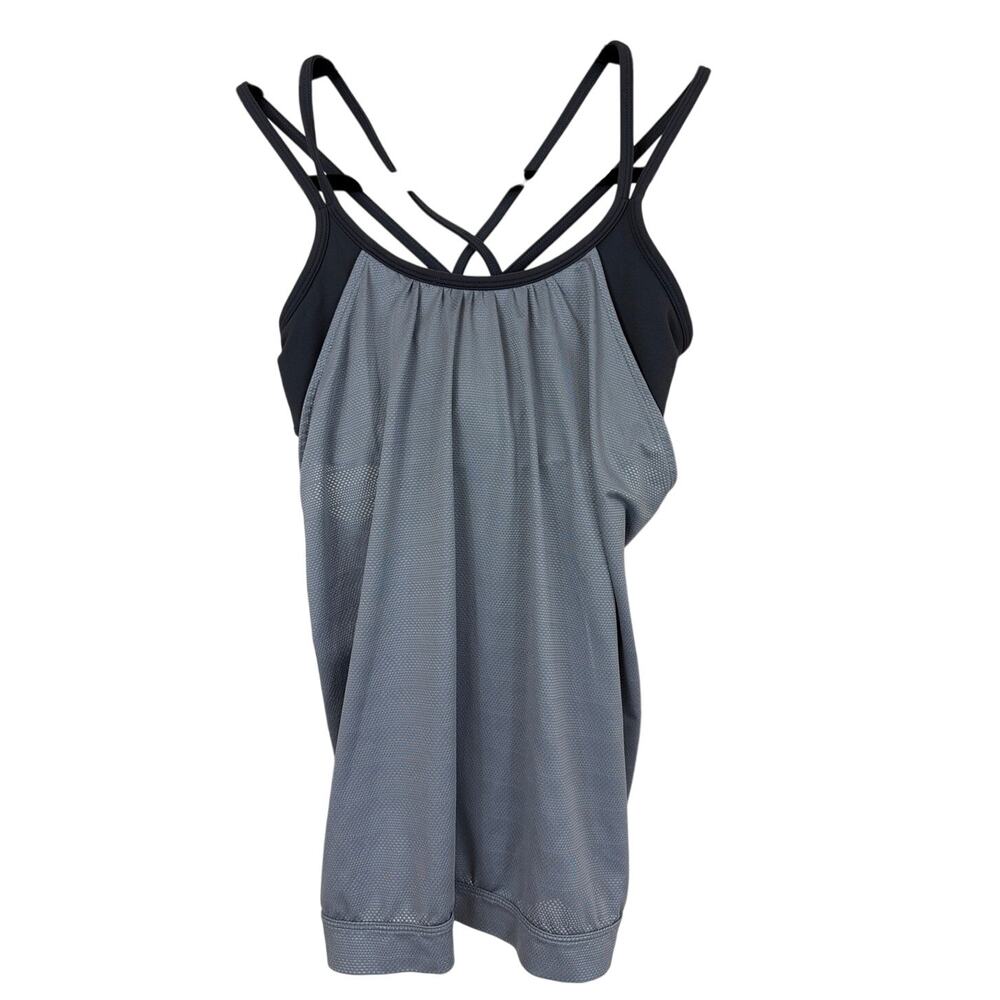 Athleta Grey Black Built-In Bra Athletic Workout Camisole Tank Top Size XS
